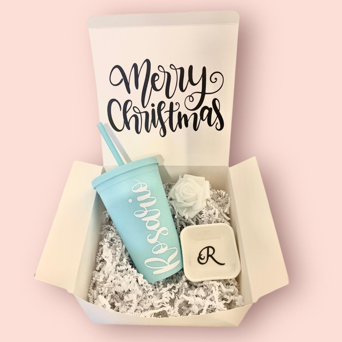 Christmas Tumbler Gift Box | Insulated Cup, Candle, Sage
