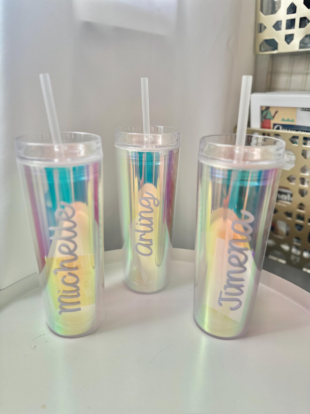 Personalized Plastic Tumbler with Straw: 16 oz Double Wall Acrylic