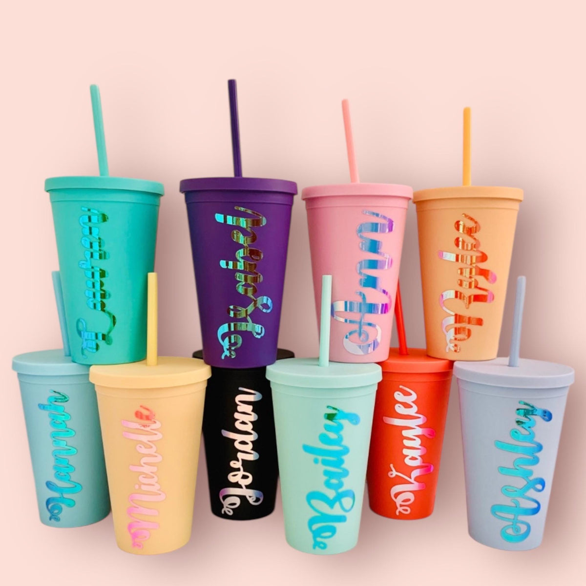 Personalized 16oz Acrylic Tumbler: Pastel Colors, Gift Box