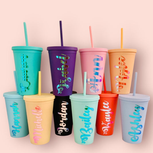 Personalized 16oz Acrylic Tumbler: Pastel Colors, Gift Box