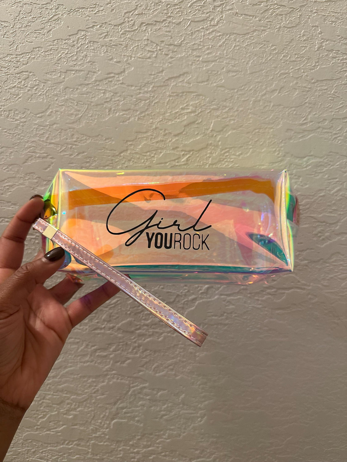 Personalized Iridescent Makeup Bag, Holographic Cosmetic Pouch